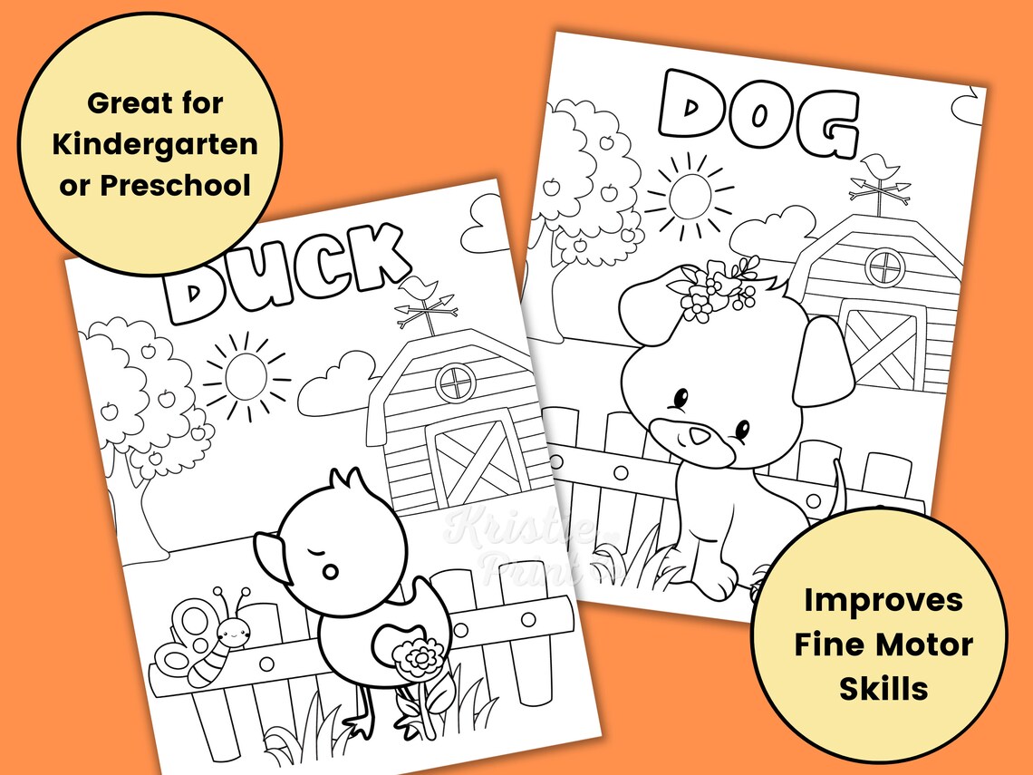 Summer Coloring Pages for Kids Farm Coloring Pages Coloring - Etsy