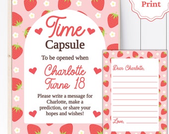 Berry First Birthday Time Capsule Sign Strawberry  Birthday Time Capsule Card Berry 1st Birthday Strawberry Party Berry Time Capsule STRAW2