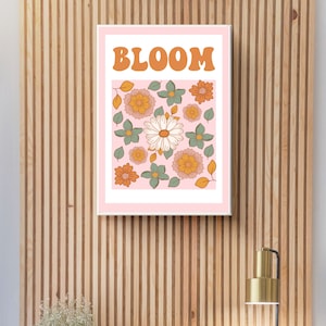Bloom Wall Art Boho Wall Prints Retro Wall Art Groovy Wall Art Download Retro Floral Wall Art 70s Floral Mid Century Modern Decor Pink