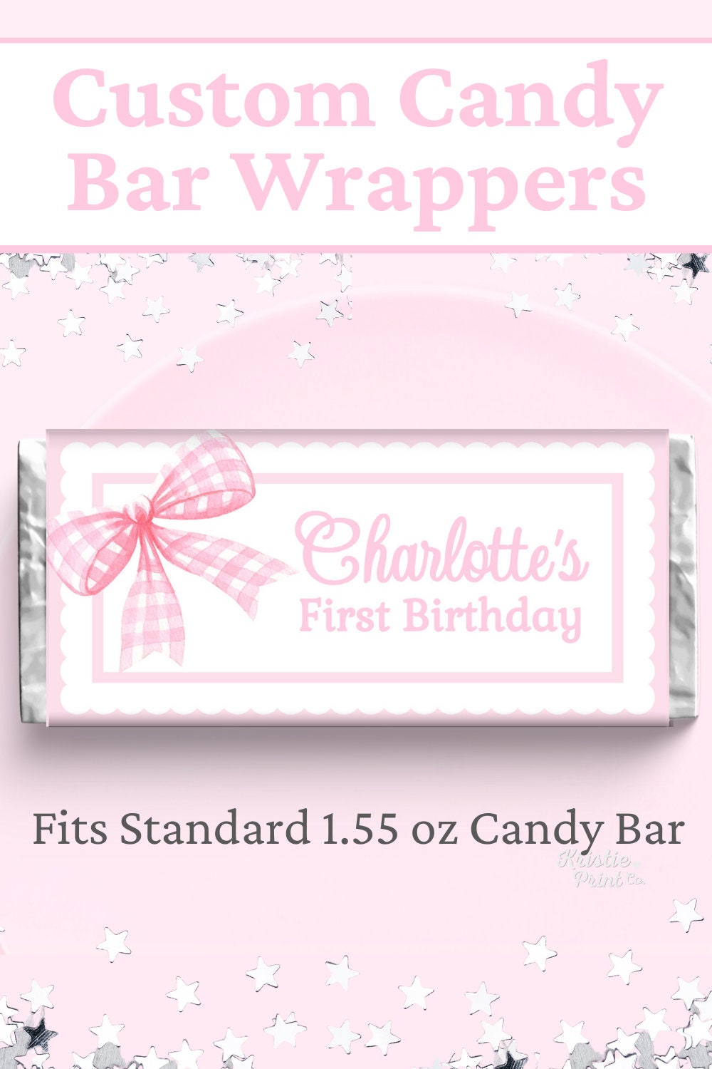 Pink Bow Candy Bar Wrapper Pastel Pink Chocolate Wrapper Pink Bow ...