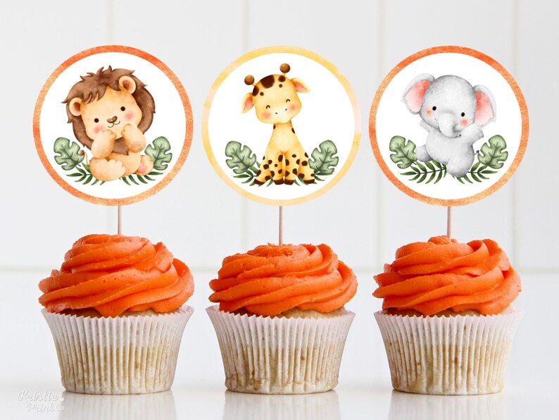 Safari Cupcake Toppers, Jungle Animals Birthday, Safari Party