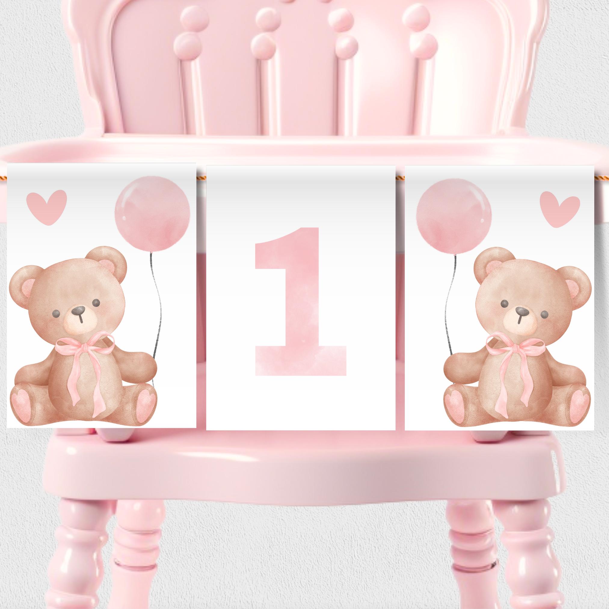 Bear High Chair Banner Beary First Birthday Banner Printable Banner ...