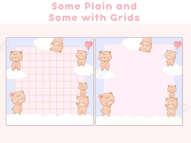 Kawaii Memo Pad, Printable Memo Pad PDF, Bear Memo, Cute Printable