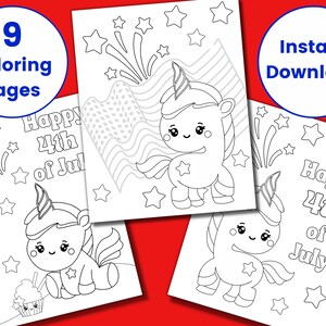 Printable 4th of July Coloring Pages for Kids, Kids Party Games, Independence Day Coloring Pages, Summer Coloring Sheets, USA Flag Coloring