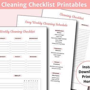 Cleaning Checklist Printable, Home Cleaning Schedule, Weekly Cleaning, Cleaning Planner, Chore Chart, Home Binder, Monthly Cleaning List