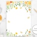 Yellow Floral Stationery, Floral Printable Stationery Paper, Floral ...