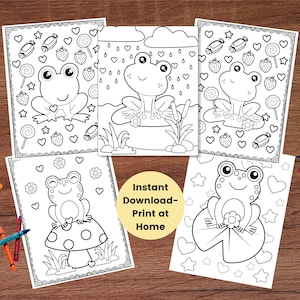 Cute Frog Coloring Page Kawaii Frog Coloring Sheets Frogs Coloring Book Animal Coloring for Kids Fun Coloring Pages Frog Birthday Party