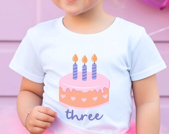 Birthday Cake Candle Shirt 3rd Birthday Shirt Girl Birthday T Shirt Toddler Birthday Party Shirt Birthday Cake Shirt Third Birthday Tee Cute
