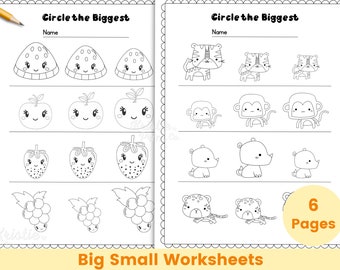 Big Small Worksheets, Preschool Worksheets for Kids, Kindergarten Worksheets, Homeschool Worksheets, Toddler Learning Activity, Printable