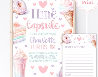 Cápsula del tiempo Dulce Un Cumpleaños Cápsula del Tiempo Signo Tarjetas Cápsula del Tiempo 1er Cumpleaños Niña Primer Cumpleaños Donut Cápsula del Tiempo Signo Imprimible SWE1
