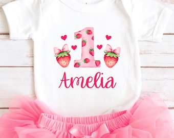 Strawberry First Birthday Bodysuit Strawberry Birthday Shirt Personalized 1st Birthday Gift Berry First Birthday Shirt Strawberry Shirt Baby