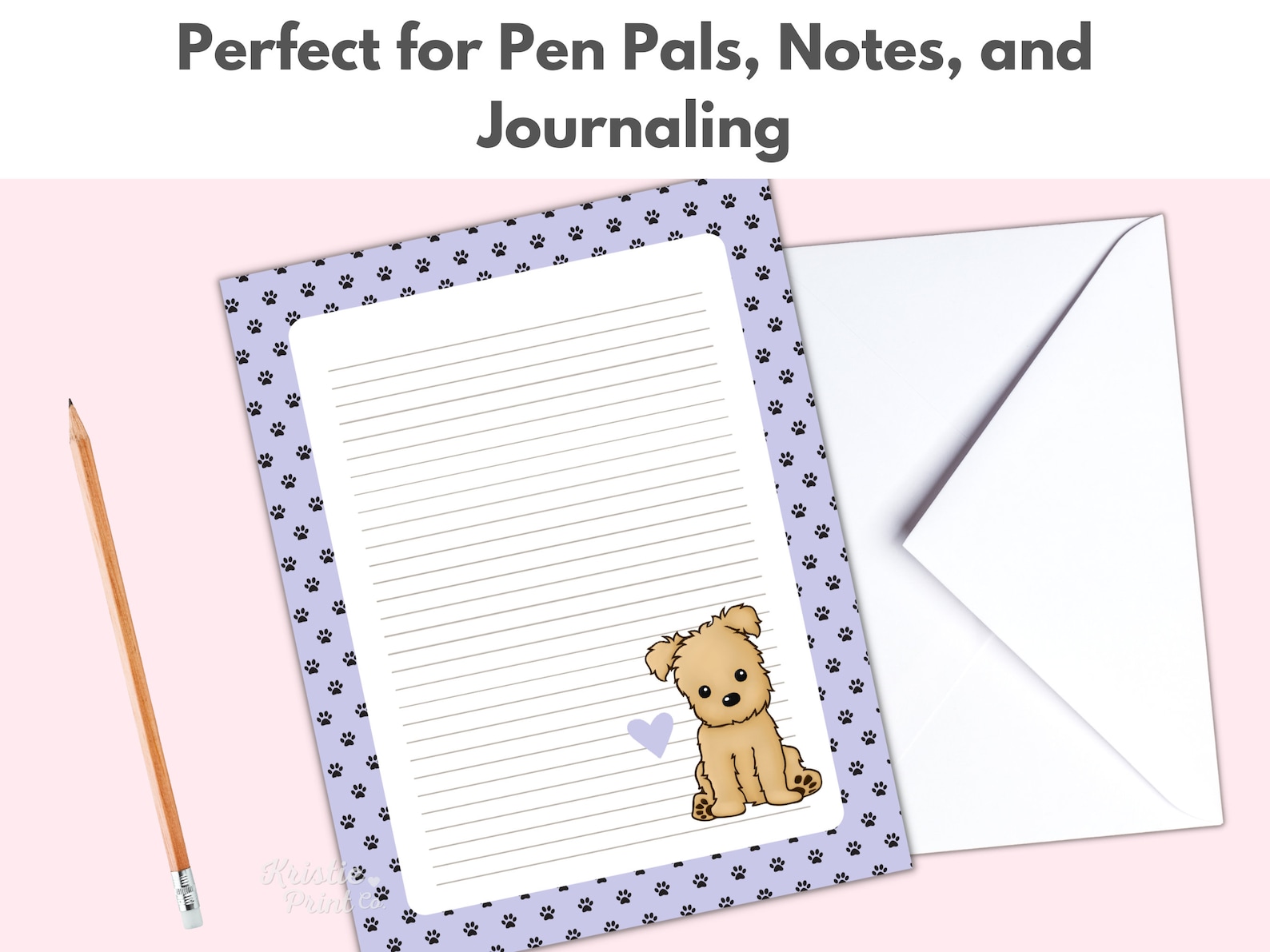 Puppy Stationary Animal Stationery Printable Stationery Dog Etsy