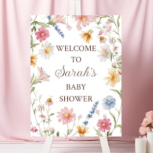 Wildflower Baby Shower Welcome Sign Boho Floral Baby Shower Signs Wildflower Welcome Poster Floral Welcome Sign Baby in Bloom Sign BBL4