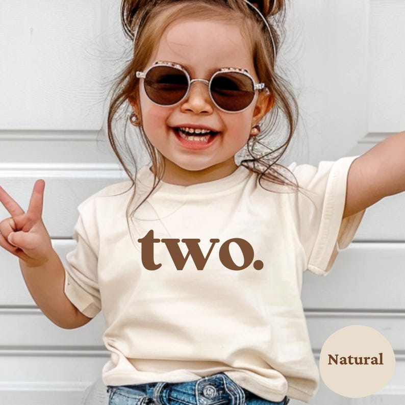 Second Birthday Shirt Two Shirt for Boy Two Shirt Girl Vintage Toddler T Shirt Natural Toddler Shirt 2nd Birthday TShirt 2 Year Old Vintage image 1