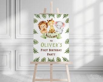 Editable Safari Birthday Sign, Jungle Birthday Decorations, Birthday Sign Kids, Welcome Sign for Birthday, First Birthday Sign Boy Girl SAF1