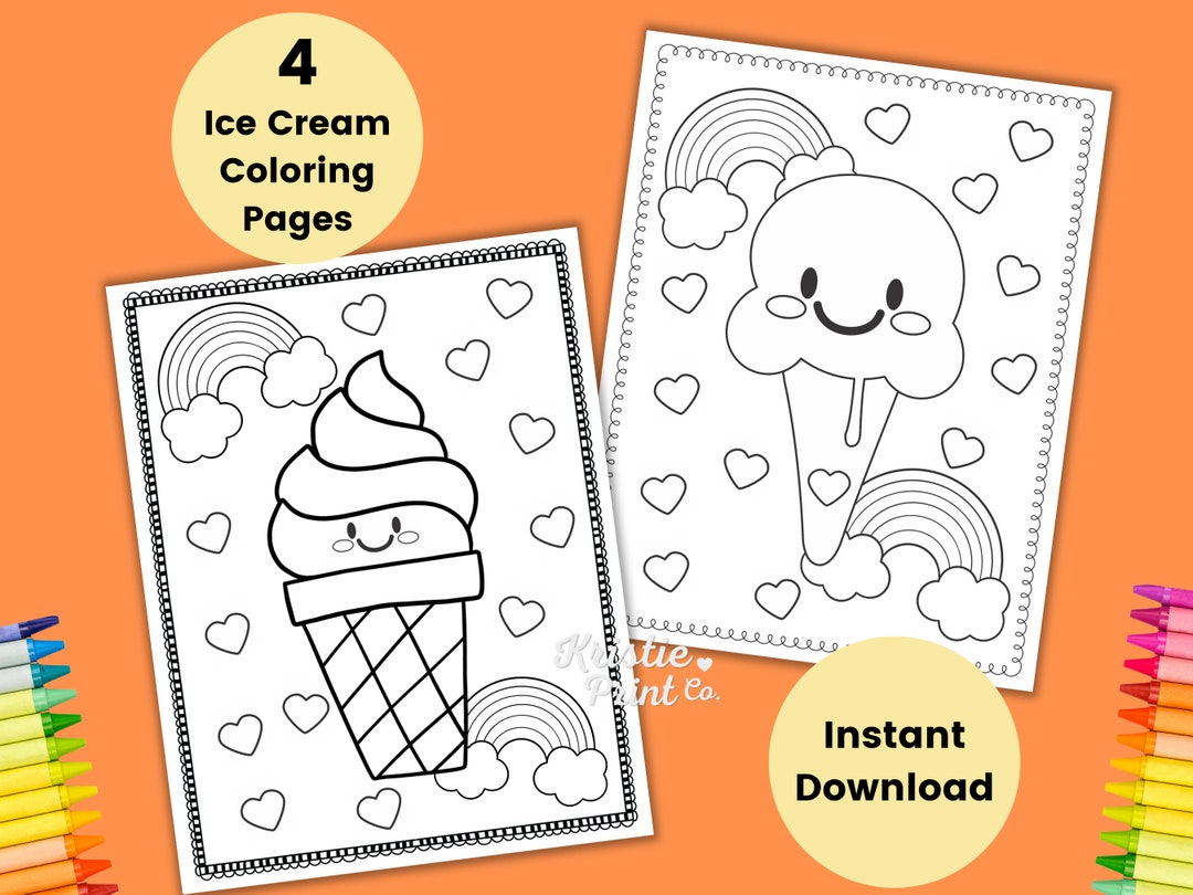 Ice Cream Coloring Page for Kids, Kids Party Games, Ice Cream Birthday ...