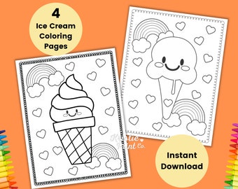 Ice Cream Coloring Page for Kids, Kids Party Games, Ice Cream Birthday Favors, Baby Shower, Ice Cream Party Printable, Ice Cream Activity
