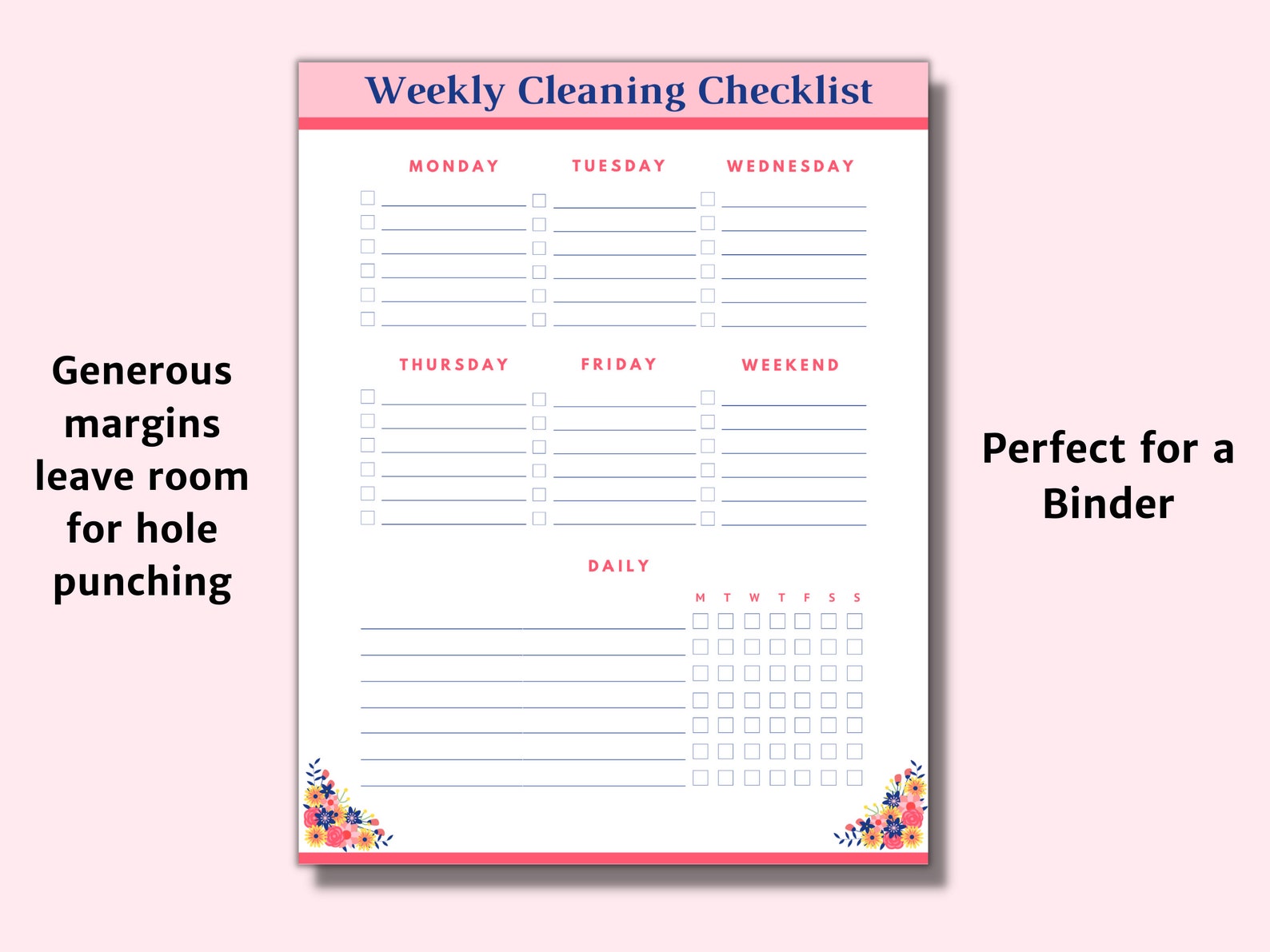 Printable Cleaning Schedule, Daily, Weekly, Monthly, Cleaning Planner ...