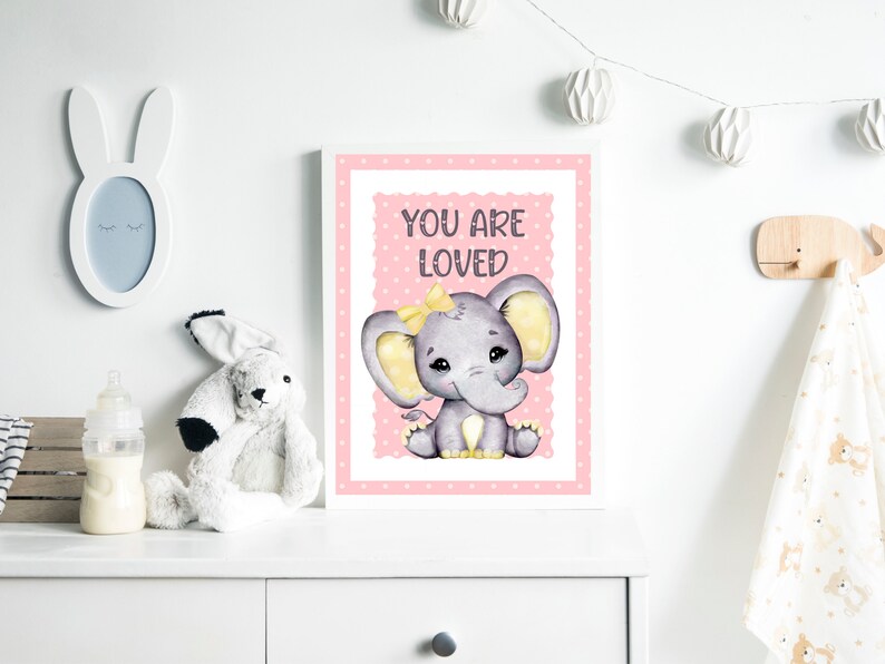 Baby Elephant Print Nursery Decor Nursery Wall Art Baby Etsy