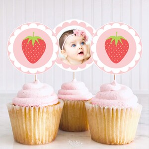 Berry First Birthday Cupcake Topper Strawberry Birthday Berry Sweet Party Girls First Birthday Strawberry Decor Berry 1St Birthday STRAW2