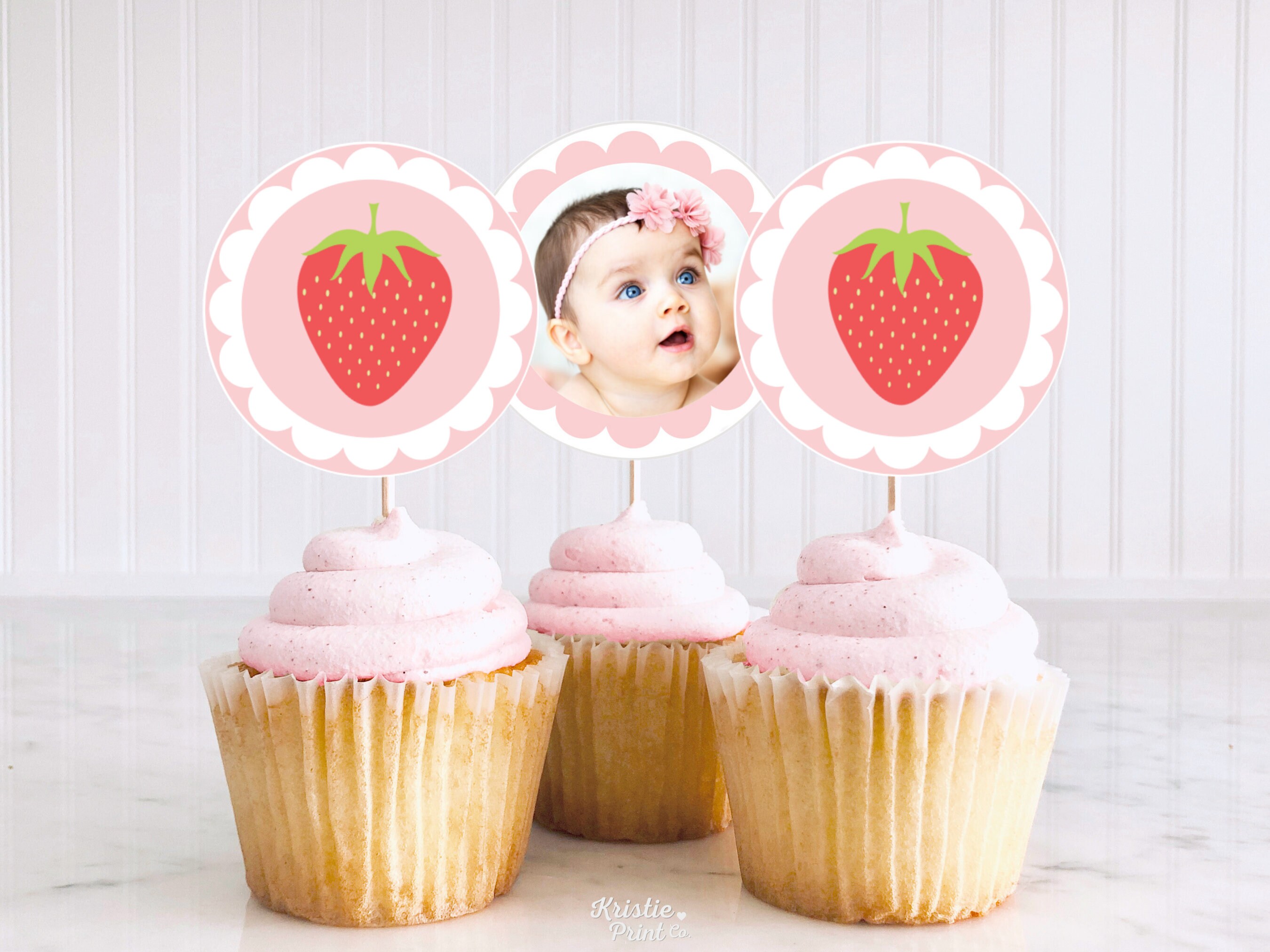Berry First Birthday Cupcake Topper Strawberry Birthday Berry Sweet ...