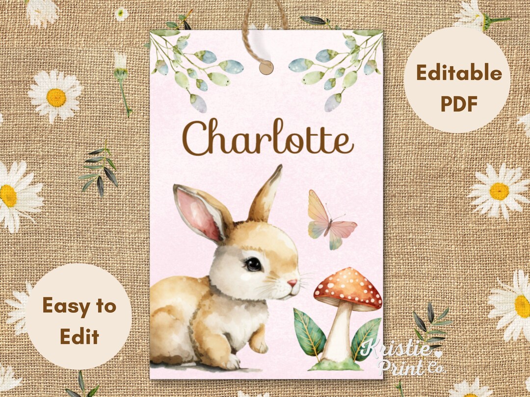Editable Bunny Tag Printable, Gift Tags Printable, Basket Tags for ...