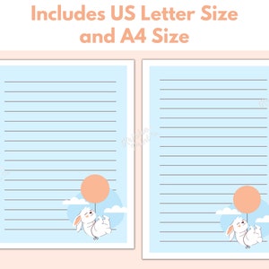 Bunny Stationery, Kawaii Stationery Printables, Printable Animal ...