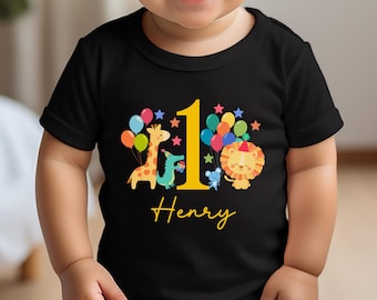 Party Animals 1st Birthday Shirt Personalized First Birthday Shirt Boy Girl 1st Birthday Tee Wild Birthday T Shirt Zoo Animal Shirt Baby