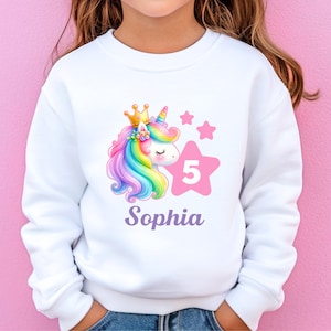 Personalized Unicorn Sweatshirt for Girls Custom Birthday Sweatshirt for Kids Sweatshirt with Name Toddler Girls Birthday Gift Unicorn GUI2