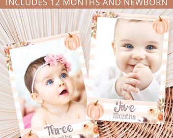 Pumpkin 1st Birthday Photo Banner - Newborn To 12 Month Milestone Display Decor