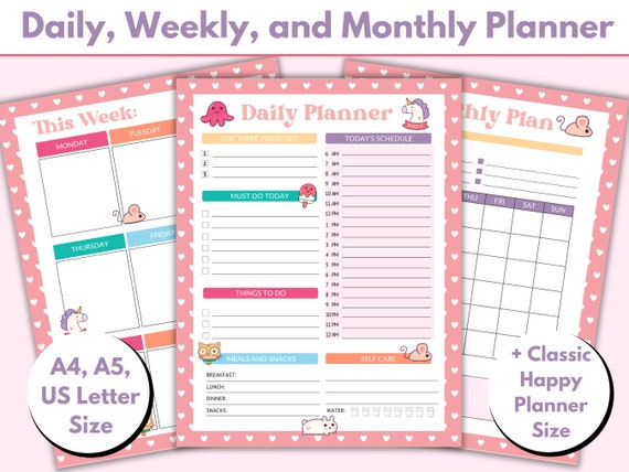 Kawaii Planner Printable A5 Planner Inserts A4 Planner US | Etsy