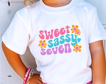 Douce chemise impertinente de sept anniversaires, chemise de fête d'anniversaire de 7 ans, cadeau d'anniversaire de fille de sept ans, septième anniversaire, tee-shirt d'anniversaire pour fille, tenue 7e