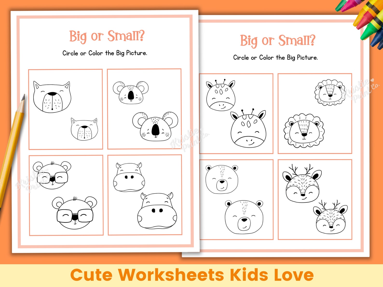 Big Small Worksheets, Learning Sizes Printable, Preschool Worksheets ...
