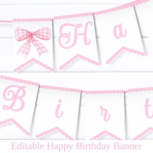 Pink Bow Banner Pink Bow Birthday Pink Bow Garland Pink Bow Baby Shower Banner Girls Pink Birthday Printable Banner Pink Bow Party PINK1