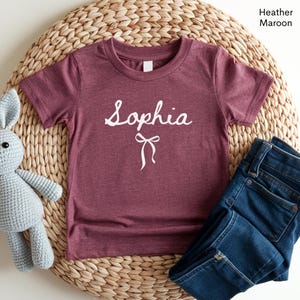Personalized Name Shirt Girl Name Shirt for Toddler Coquette Bow Shirt Custom Name Shirt Toddler Girl Birthday Gift Kids Preppy Bow T Shirt