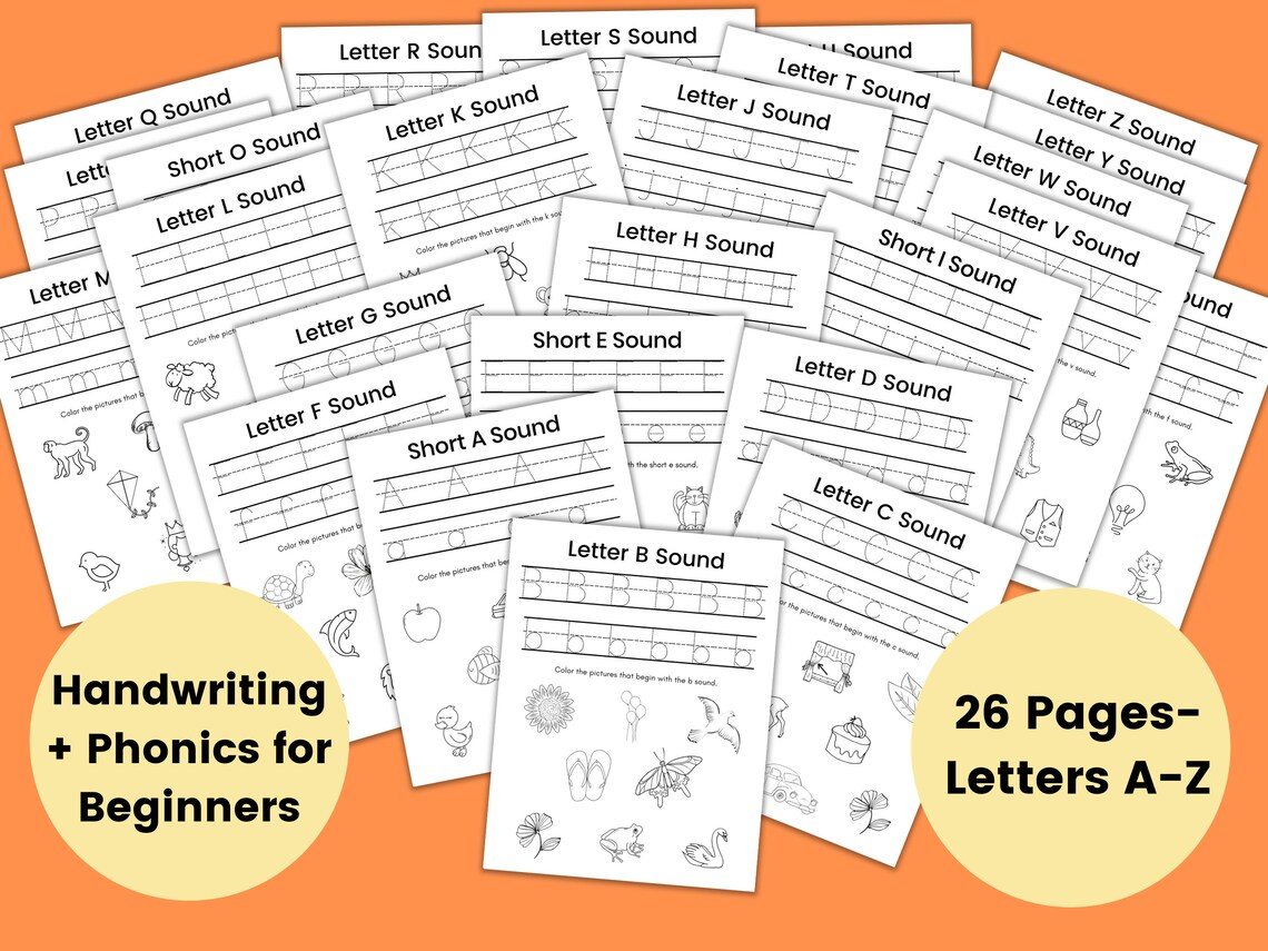 26 Phonics Worksheets Letter Sounds Worksheet Kindergarten  Etsy