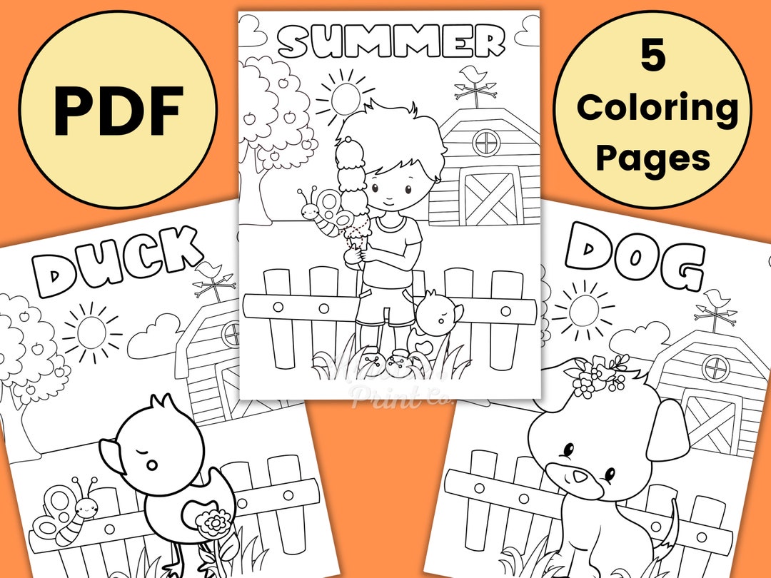 Summer Coloring Pages for Kids Farm Coloring Pages Coloring - Etsy