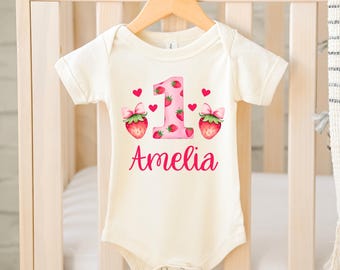 Strawberry First Birthday Bodysuit Strawberry Birthday Shirt Personalized 1st Birthday Gift Berry First Birthday Shirt Strawberry Shirt Baby