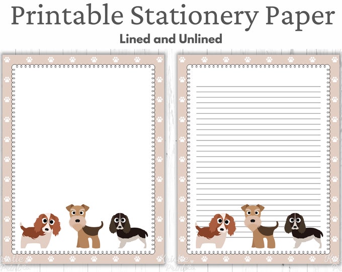 Dog Printable Stationery 8.5x11 Instant Download Cute Kids - Etsy