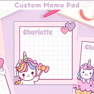 Custom Memo Pad Personalized Memo Pad Printable Memo Pad Template Kawaii Stationary Unicorn Memo Pad Kawaii Memo Sheets Notepad Template