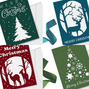 Weihnachtskarten-Bundle SVG, Weihnachtskarten-Svg, Frohe Weihnachtskarten SVG, Karten-Svg-Dxf, Rentier-Karten-Svg, Weihnachtskarten-Schnittdatei