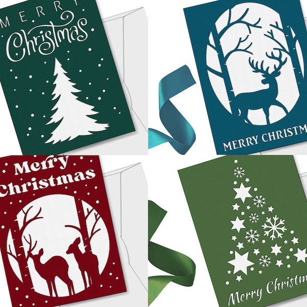 Christmas Card Bundle, Weihnachtskarte svg, Weihnachtskarte svg, Merry Christmas Karten svg, Karte svg dxf, Rentier svg, Weihnachtskarte Plotterdatei