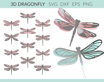 3D Dragonfly svg, Paper Dragonfly svg, 3D Dragonfly Bundle, Dragonfly Template svg, Printable Dragonflies, DIY Dragonfly svg dxf png