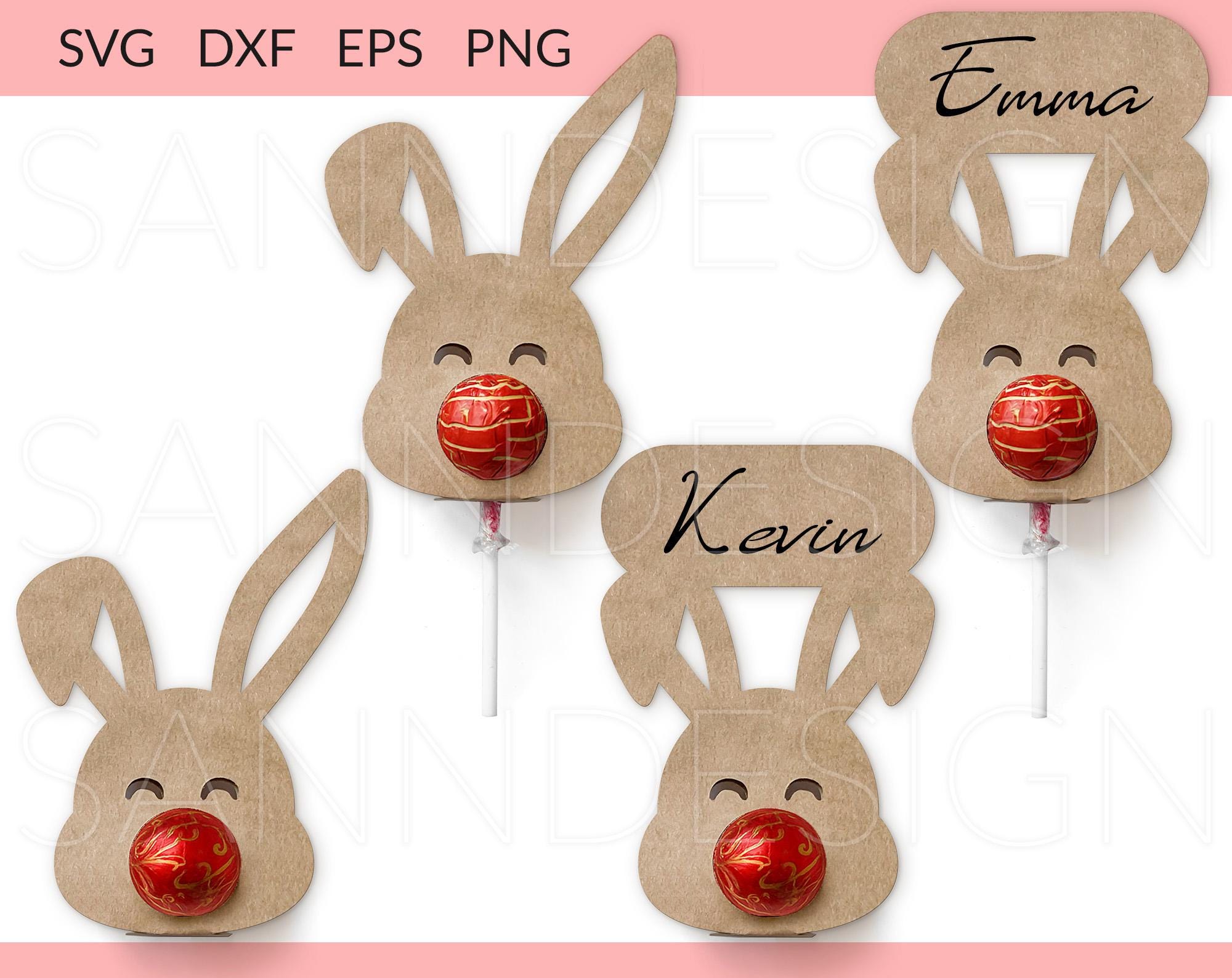 Bunny Lollipop Holder svg, Rabbit Chocolate Holder svg, Easter Candy Holder svg, Easter Lollipop Holder svg, Cricut Silhouette Holder
