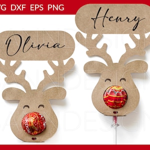 Rendieren Lollipop Houder SVG, Rendieren Chocolade Houder SVG, Kerst Lollipop Houder SVG, Rendieren Chocolade SVG, Cricut Silhouet Houder