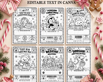 Christmas Kids Shipping Labels Canva Template, 20 Editable 4x6 Thermal Labels, Santa Mail Gift Tags, North Pole Printable Labels