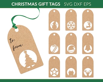 Christmas Gift Tags svg, Christmas Gift Label svg, Christmas Gift Tag Template, Christmas Gift Tag Bundle svg, Gift Tags Cricut Silhouette