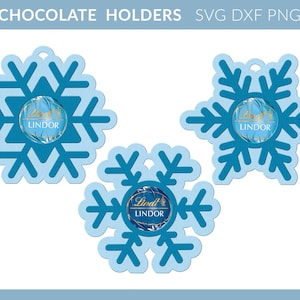 Soporte de chocolate de Navidad svg, Soporte de caramelo de copo de nieve svg, Soporte de chocolate de copos de nieve svg, Adorno de caramelo de Navidad svg dxf