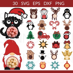 Christmas Candy Dome SVG Bundle, Candy Ornaments SVG, Christmas Candy Holder SVG, Candy Holder Bundle SVG, Weihnachtshandwerk Cricut SVG