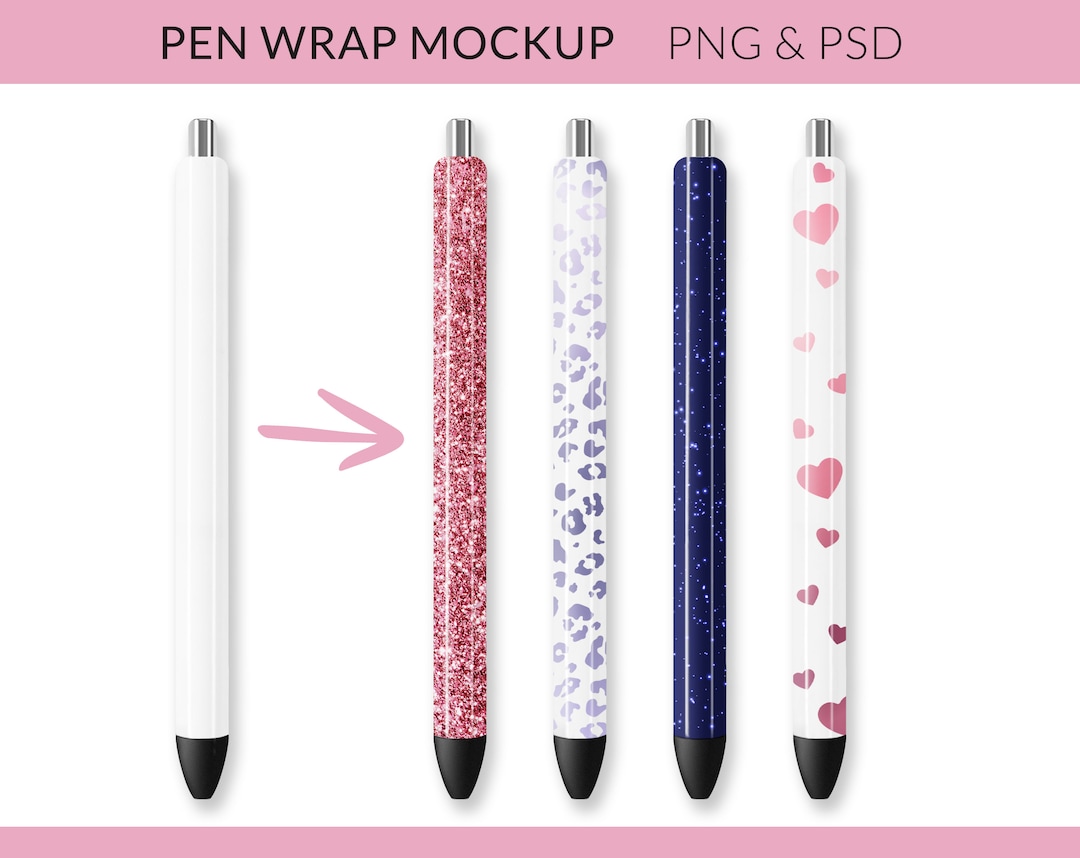 Pen Wraps Mockup, Epoxy Pen Wrap Mockup, Blank White Epoxy Glitter Pen